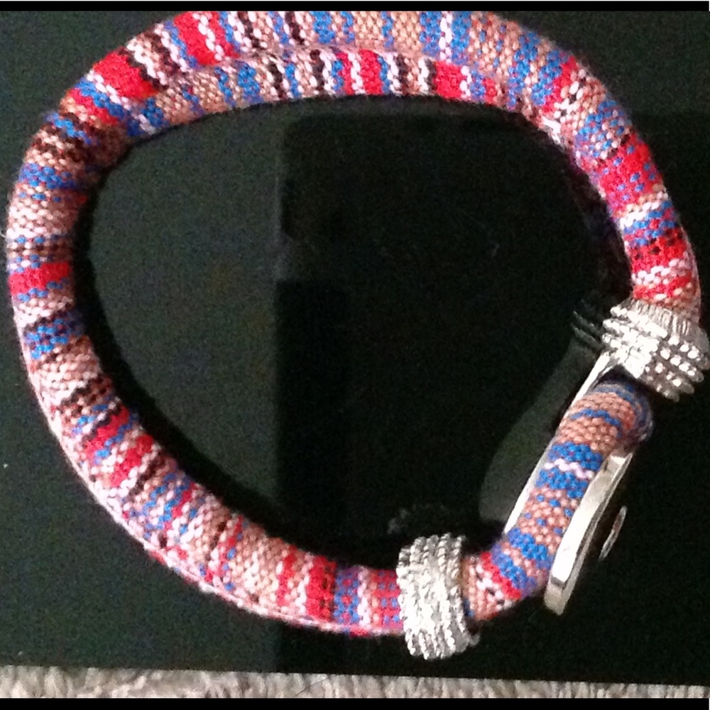 Multi colored cloth SNAP bracelet NEW
